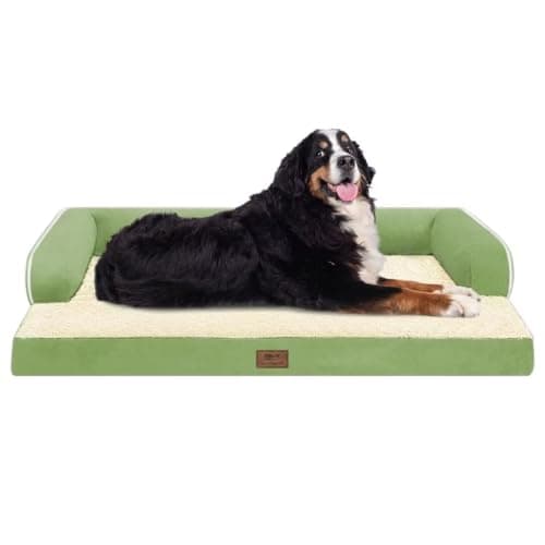 Large Dog Bed Orthopedic Washable - Removable Waterproof Cover Bed Pet - XXXL Large Big Dogs - Memory Foam - Couch Sofa with Removable Bolster - Grass Green Dog Bed - Image 1