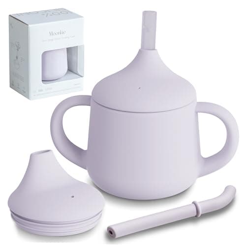 Moonkie Silicone Baby Sippy Cups | 3 Stages Training Cup Straw Cup for Infants Toddlers and Kid | 4 oz 1Pack - Image 1