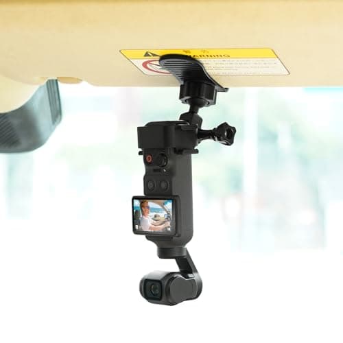 BRDRC Car Visor Mount for DJI Osmo Pocket 4 3, for Xtra Muse 360° Adjustable Car Vlog Kit with Safety Strap & Mobile Phone Clip for DJI Osmo Pocket 4 3 Creator Combo/Xtra Muse Accessories - Image 1