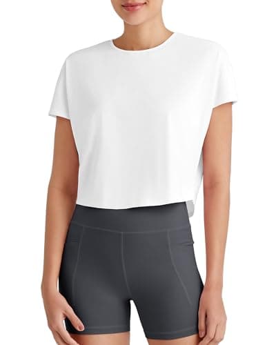 G4Free Womens Workout Tops Stretchy Loose Fit Comfy Batwing Sleeve Shirts Athletic Gym Yoga Running Casual Tshirts(White,XS) - Image 1