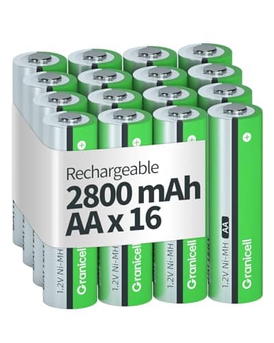 Granicell AA Rechargeable Batteries 2800 mAh High Capacity 1300 Cycle,1.2V NiMH Low Self Discharge AA Battery,16 Pack - Image 1
