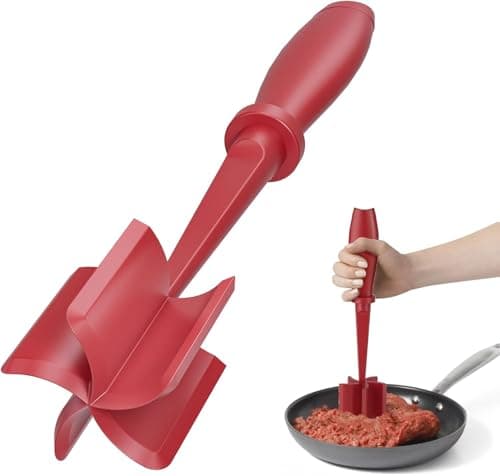 Meat Chopper for Hamburger, Premium Heat Resistant Masher and Smasher for Ground Beef, Ground Turkey and More, Nylon Ground Beef Chopper Tool and Meat Fork, Non Stick Mix Chopper (red (color)) - Image 1