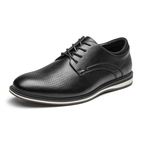 Rihero Mens Black Dress Shoes Business Casual Formal Office Work Oxford Shoes Lace Up Breathable Walking Derby Sneakers Size 12 - Image 1