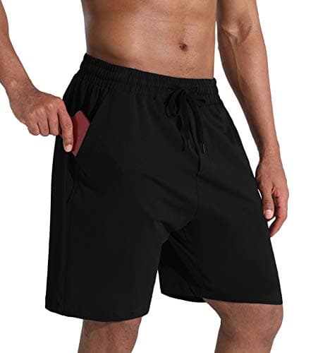 Men's Lounge Shorts with Deep Pockets Loose-fit Cotton Jersey Shorts for Running,Workout,Training, Basketball (605 Black, Medium) - Image 1