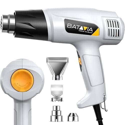 Heat Gun - BATAVIA Dual Protection Fuses 1800W Heavy Duty Fast Heat Hot Air Gun 122℉-1202℉ Variable Temperature Control Overheat Protection with 4 Nozzles for Crafts, Vinyl Wrap, Shrink Tubing - Image 1