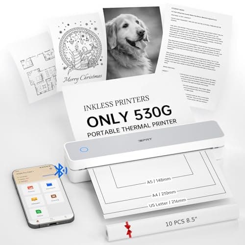 iDPRT Portable Inkless Printer for Travel,Wireless Thermal Printers Support 8.5" x 11" US Letter/A4,Small Mobile Bluetooth Printer for Home Use,Office,Vehicles,Compatible with Smartphone & Laptop - Image 1