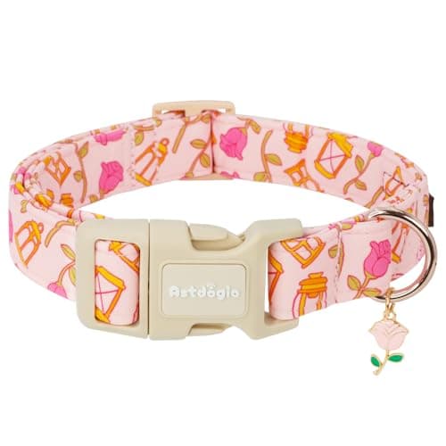 Astdogio Valentine's Day Dog Collar, Cute Pink Dog Collars with Rose & Lights,Adjustable Pet Collar for Small, Medium, and Large Dogs, Ideal for Puppy Girl Boy Female Male Dogs Gifts - M - Image 1