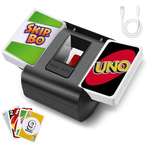 LAETENIN Card Shuffler Machine, Automatic Card Shuffler 2 Decks with Auto/Manual Modes, Low Noise, Rechargeable & Portable Electric Card Shufflers for UNO, Poker, Bridge, Seniors, Family Game Night - Image 1