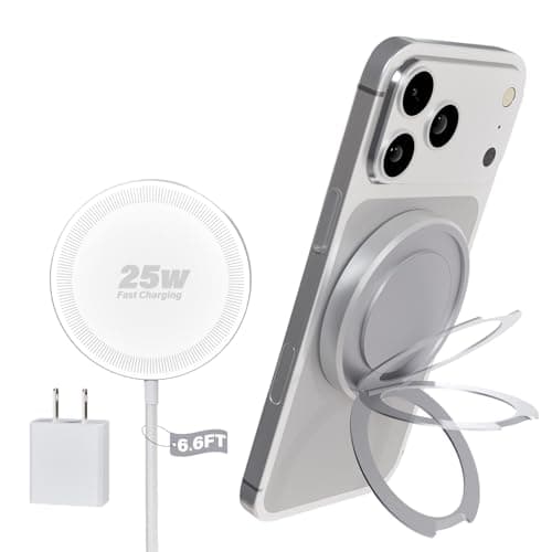 Magnetic Wireless iPhone Charger Fast Phone Charger with Kickstand, 6.6FT 25W Fast Phone Charging Pad Wireless Magnetic Charge for iPhone 17/17Air/16 Pro Max/16 Plus/15 Pro Max White - Image 1