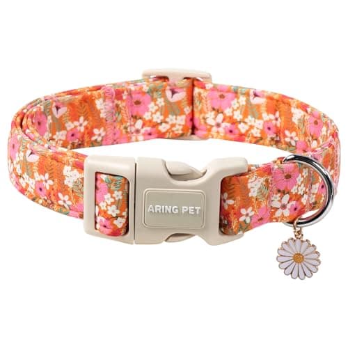 ARING PET Spring Summer Dog Collar, Cute Daisy Wildflower Floral Blossom Pet Collars for Small Medium Large Girl Dogs-S Size - Image 1
