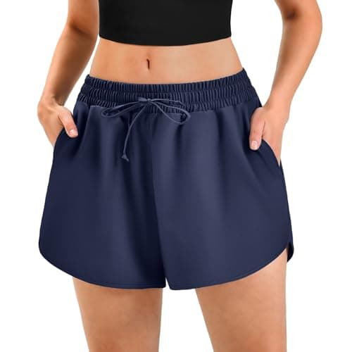 Ipletix Women's Athletic Running Shorts with Pockets - Quick Dry High Waisted Gym Sports Workout Shorts 2.5" Navy M - Image 1