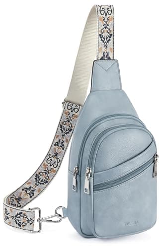 Telena Sling Bag for Women Crossbody Bags Purse for Women Vegan Leather Fanny Pack with Adjustable Strap Denim Blue - Image 1