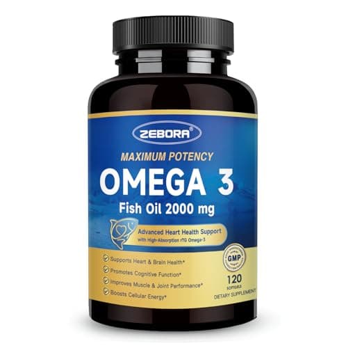 ZEBORA Omega 3 Fish Oil 2000mg - rTG Form, 120 Softgels, Non-GMO - Image 1