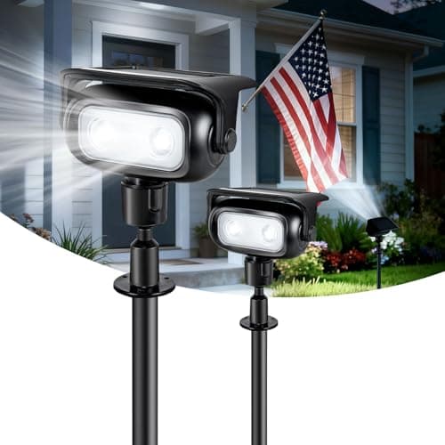 Ollny Solar Lights Outdoor Waterproof IP65ďźSuper Bright LED 2 Lighting Modes 360° Rotation Solar Spot Lights Outdoor, Auto On/Off Landscape Lighting for Yard Garden Pathway 2 Pack (Cool White) - Image 1