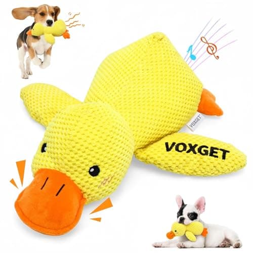 VOXGET Dog Calming Duck Toy, 2026 New Interactive Plush Duck Toy with Quack Sound and Crazy Crinkle for Dogs Keep Busy, Soft Stuffed Calming Pillow for Puppy Reduce Boredom -Yellow, 17"x10"(L) - Image 1