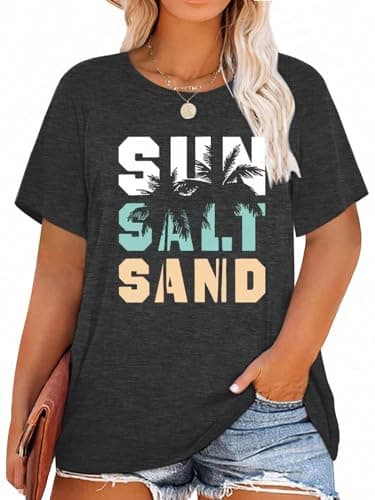 HDLTE Plus Size Beach Shirts for Women Short Sleeve Hawaiian Shirt Casual Vacation Blouses (Grey, 3X) - Image 1