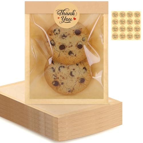 120 Pack Cookie Bags with Seal, 5.1x7.5 Inch Self Sealing Paper Bakery Bags with Window, Heat Sealable & Grease Resistant To Go Sleeves for Donuts Scone Brownie Snacks - Image 1
