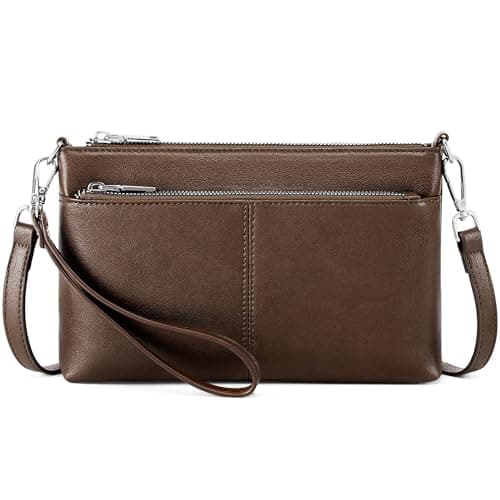 Kiss Sea Wristlet Wallet for Women Small Crossbody Bags Vegan Leather Shoulder Handbag for Women, Brown - Image 1