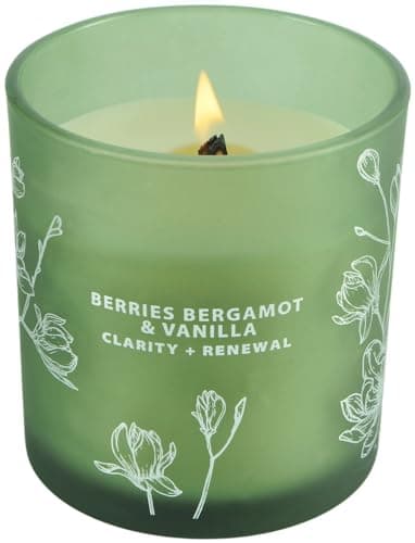 Berries Bergamot Vanilla Candle | 10.6oz Wood Wick Soy Scented Candle for Home | Aromatherapy Stress Relief Candle | Clean Burning, Long Lasting Candles | Self Care Gift for Women & Men - Image 1