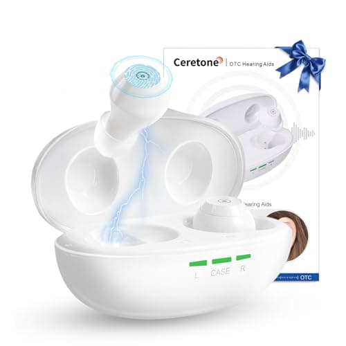 Ceretone OTC Hearing Aids for Seniors with Hearing Loss - Rechargeable Hearing Aids 125-Hour Standby & Charging Case, Intricon® Digital Chip, 6 Levels & 4 Modes, Noise Reduction, Auto ON/OFF, White - Image 1
