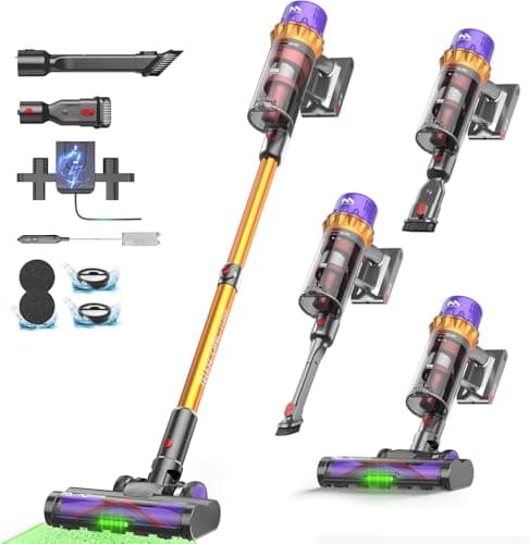 AlloyMove Cordless Vacuum Cleaner, 550W 50KPA 80Mins Self-Standing Cordless Vacuum for Home, With Wall Mount Charging/LED Display/Anti-Tangle Brush Stick Vacuum for Carpet/Pet Hair/Hardwood Floor, A05 - Image 1