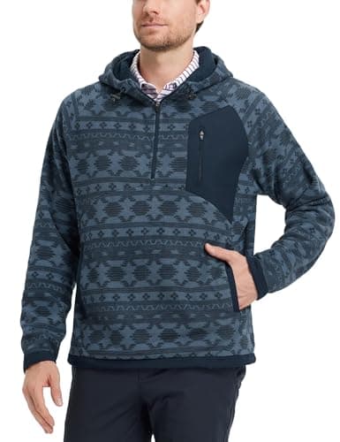 M MAELREG Mens Hoodies Microfleece Winter Warmth Golf Quarter Zip Hoodies Polar Fleece Hooded Sweatshirts for Men - Image 1