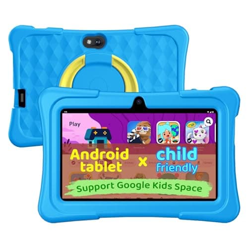 aiprotablet Kids Tablet, 7 inch Android Tablet for Kids, 6GB+32GB 1TB Expand, Quad-Core Toddler Tablets with Shockproof Case, BT, WiFi, Parental Control, Games, Dual Camera (SkyBlue) - Image 1