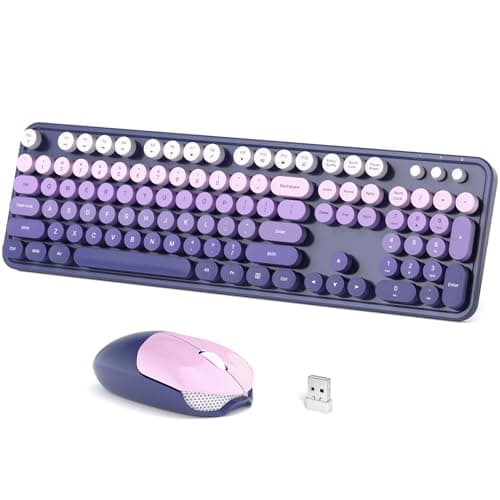Dilter Wireless Keyboard and Mouse Combo, 104 Keys Full-Size Typewriter Keyboards, 2.4 GHz USB Receiver Plug and Play for Windows 7 8 10 11, PC, Laptop, Desktop (Purple) - Image 1