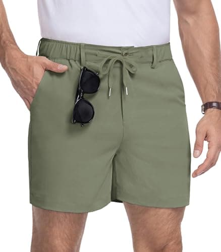 RQP Men's 5 Inch Casual Classic Fit Shorts with Multi-Pocket Daily Wear Walking Summer Outfit,Army Green - Image 1