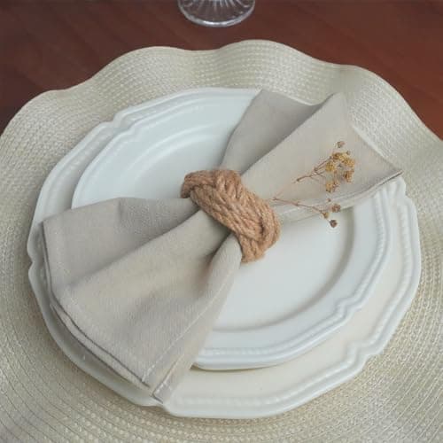 Plobeca Cloth Napkins Set of 12,17x11 Inches Natural Cotton Blend Napkins Cloth Washable and Reusable for Dinner,Parties,Wedding - Image 1