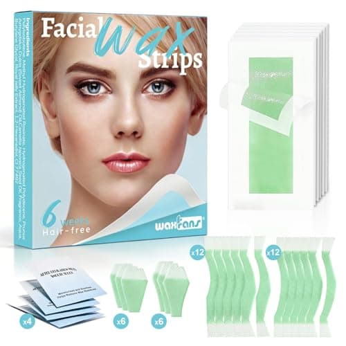 Waxfans Wax Strips for Hair Removal, 55 Counts Facial Wax Strips for Face,Eyebrow,Body,Bikini, Easy at Home Waxing Kit for Women with Sensitive Skin