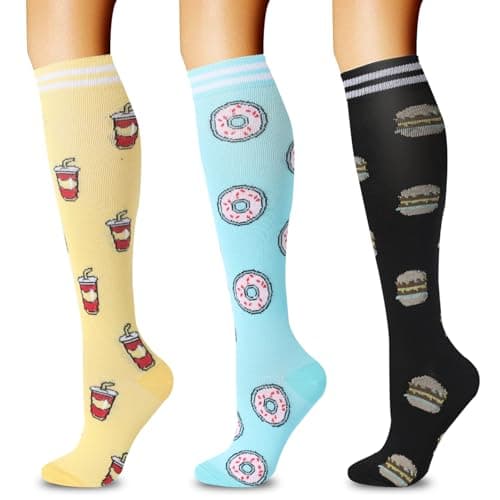 20-30mmHg Graduated Compression Socks for Men & Women – 3 Pairs, Calf Length, Medical Grade Circulation Support for Running, Travel, Nurse, Pregnancy – L/XL (Fits Calf 14-19") - Image 1