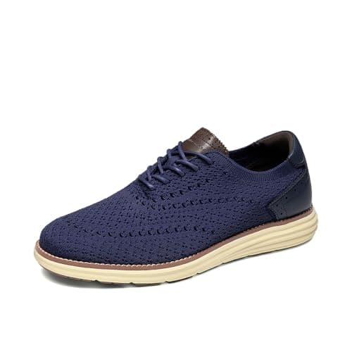 Bruno Marc Men's Oxfords Classic Comfort Mesh Sneakers Casual Lace-Up Lightweight Walking Dress Shoes,Size 9.5,Dark Blue,SBOX26005M - Image 1