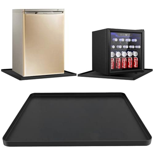 Mini Fridge Silicone Mat, 23.6"x23.6"x0.6" - Durable Refrigerator Mats with High Raised Edges, Leak-Proof Fridge Mats for Mini Fridges, Washing Machines, Pet Bowls - Protects Floors from Water Spills - Image 1