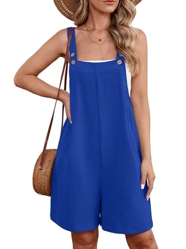 Heymoments Short Overalls Jumpsuits Rompers for Women Klein Blue X-Large Casual Maternity Summer Comfy Ladies Loose Fit Dressy Wide Leg One Piece Sleeveless Grils Bib Baggy Pants with Pockets - Image 1