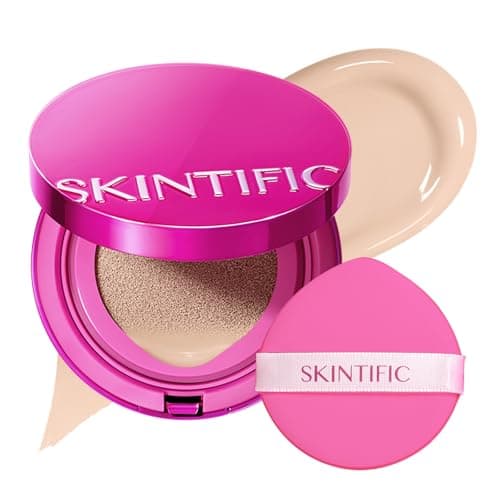 SKINTIFIC Pink Glow Cushion Foundation #2CN Cool Ivory| Medium Coverage, Natural Glow Finish, Moisturizing for Dry Skin, Lightweight, Long-Lasting & Oxidation-Resistant