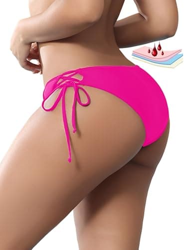 WODECASA Period Swimwear for Women Teens Grils Black Leakproof Swim Bottoms Side Tie Menstrual Swimsuit Bottoms - Image 1