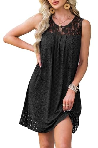 BKRIVE Swim Suit Coverup for Women 2026 Summer Dresses Eyelet Bathing Suit Beach Vacation Outfits Black M - Image 1