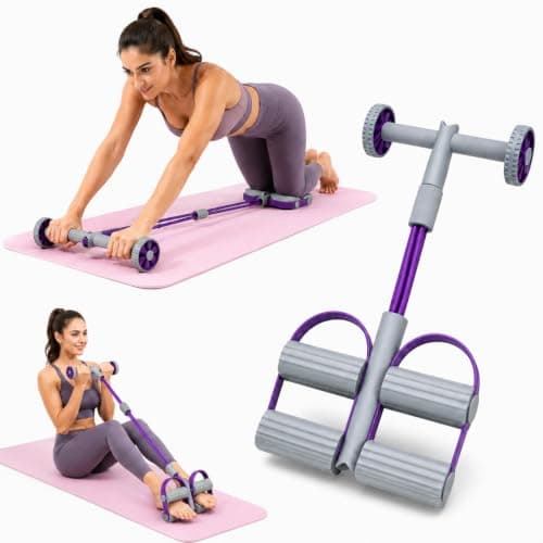 Pedal Resistance Bands with Handles,Soft Puller Exercise with Thickened 6 Tension Ropes,Tube Pedal Resistance Device for Abdomen Waist Arm Leg Core/ABS Yoga Pedal Puller Resistance Band (Purple) - Image 1
