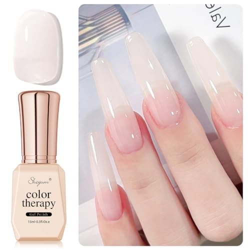 SHOYUM Milky Nude Gel Nail Polish, 15ml Natural Jelly Sheer Color Soak Off UV Light Cure Translucent Gel Polish for Nail Art Salon DIY Manicure at Home X02 - Image 1