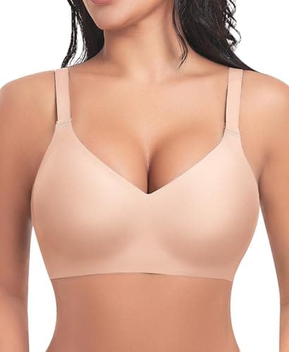 Ganado Bras for Women No Underwire Wireless Comfortable Push Up Bra Padded Full Coverage Everyday Bras (Nude, Medium) - Image 1