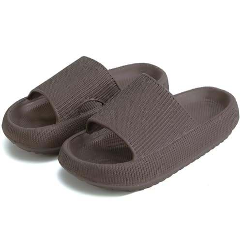 rosyclo Cloud Slippers for Women and Men, Shower Bathroom Non-Slip Quick Drying Open Toe Super Soft Comfy Thick Sole Home House Cloud Cushion Slide Sandals for Indoor Outdoor Shoes, Chocolate - Image 1