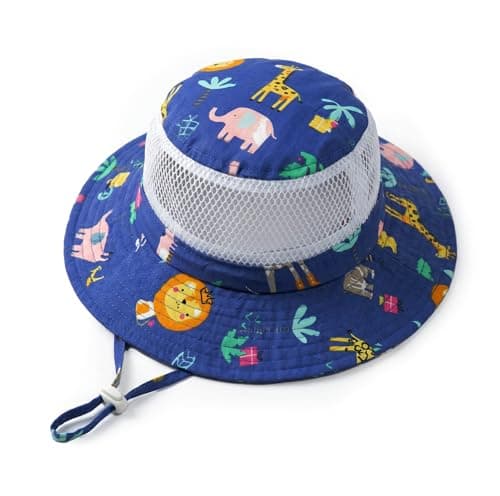 Kids Summer UPF50+ Sun Hat with Breathable Mesh, Adjustable Outdoor Beach Bucket Hat for Boys Girls Age 4-12 Yellowblue - Image 1