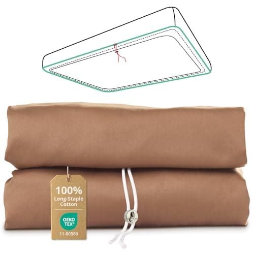 Queen Fitted Sheet Only with Drawstring and 360° Elastic for Tight Fit, 100% Long-Staple Cotton Dual-Lock Fitted Queen Sheet, Luxury Soft and Comfort, 1000 TC, Deep Pocket Fits 8" to 16" Mattress - Image 1