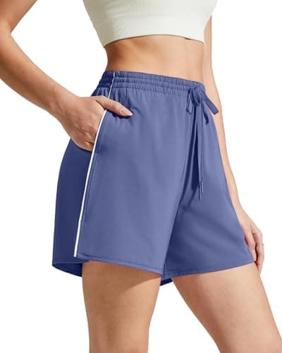 G4Free Gym Shorts Women Soft Breathable Wide Leg Lightweight Workout Shorts with Adjustable Drawstring for Summer (Dusky Purple,M) - Image 1