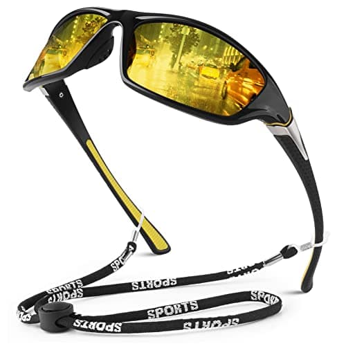 WEAROYO Night Vision Driving Glasses for Men Women,Sports Style Wrap Around Anti Glare with Polarized Yellow Lens - Image 1