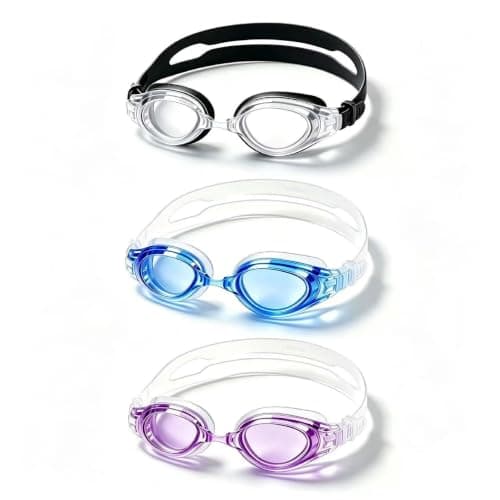 YUENREE 3 Pack Adult Swim Goggles for Men Women Teens Ages 8+ | No Leak Anti-Fog UV Protection | Easy Adjust Non-Slip Strap | with 3 Hard Travel Cases