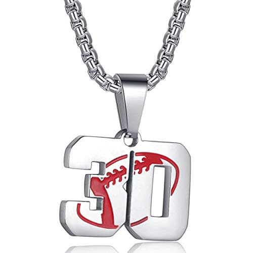 Rehoboth American Football Rugby Jersey Number 30 Pendant Necklace for Women Men 24 (22+2) Inch Adjustable Stainless Steel Chain - Image 1