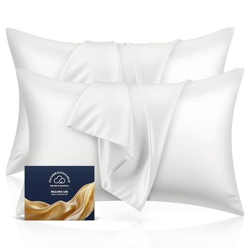 PlushHavenCloud Cooling Pillowcases for Hair and Skin, Softer Than Silk & Satin Pillowcases with Hidden Zipper, Breathable Bed Pillow Cover Gift for Women Men (White, Standard 20''×26'', 2pcs) - Image 1