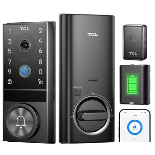 TCL D1 Max Security Video Smart Lock, 3-in-1 2K Camera, Doorbell & Fingerprint Keyless Entry Door Lock, WiFi Smart Door Lock with App Remote Control, PIR Motion Detection, Easy Installation - Image 1